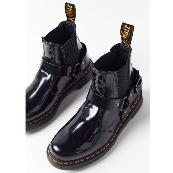 Dr. Martens Wincox Polished Smooth Leather Harness Buckle Black Chelsea Boots - Picture 8 of 16